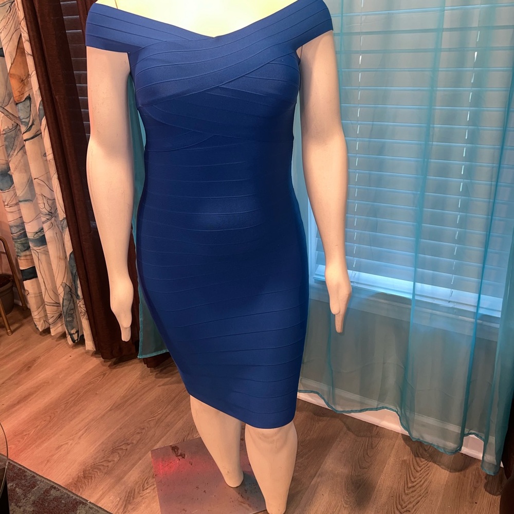Siena Studio Royal Blue Off-Shoulder Midi Dress